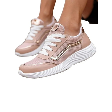 

Difumos Women Non-Slip Round Toe Sneakers Low Top Running Shoes Outdoor Comfort Apricot 6.5