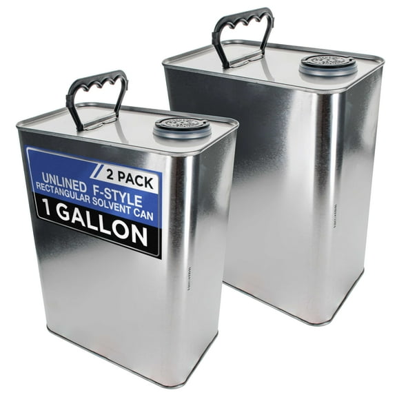 Master Elite 1 Gallon Empty F-Style Metal Rectangular Solvent Can with Caps, Pack of 2 - Pull-Up Spout, 128 fl. oz. Steel Paint Storage Container Tin - Unlined Can, Store Thinner, Auto Coatings