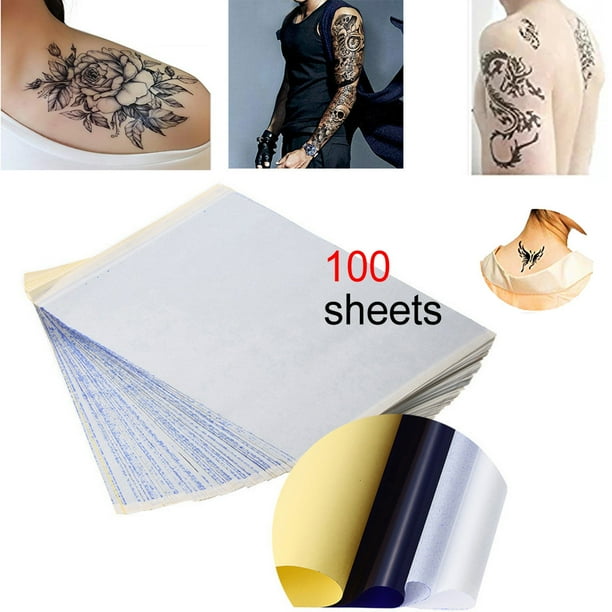 100 hojas de papel para fotocopiadora de transferencia de esténcil, tamaño A4, papel de transferencia térmica de carbono para tatuajes