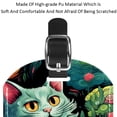 thumbnail image 4 of Square 2Pack PU Leather Cartoon Cat Cruise Luggage Tag with Privacy Cover and Name ID Tag for Travel Handbags Backpacks Luggage Tags, 4 of 6