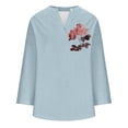 thumbnail image 4 of Ruyang Cotton Linen Shirt Women's Plus Size Tunic Tops Casual Floral Blouses Long Sleeve V Neck Henley Shirts S-5XL, 4 of 4