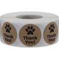 thumbnail image 1 of Paw Print Thank You Kraft Pet Veterinary Labels | 1" Round - 500 Labels, 1 of 2