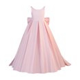 thumbnail image 5 of JUMEYU Little Girls Satin Flower Girl Dress Long Sleeveless Bow Wedding Formal Gown Dresses Size 11 (Light Pink,11 Years), 5 of 9