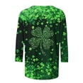 thumbnail image 4 of St Patrick's Day T Shirt for Womens Green Leaf Print Irish 3/4 Sleeve Loose Pullover Tops, 4 of 5