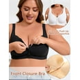 thumbnail image 5 of FHTECO Front Closure Bras for Women No Underwire Plus Size Wireless Comfortable Cotton Sleep Bra for Older Womens Bras, 5 of 12