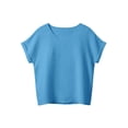 thumbnail image 6 of RYDCOT Women's Summer Solid Casual 2 Piece Outfit Short Sleeve Crewneck Top with Cargo Pants Sky Blue, 6 of 9