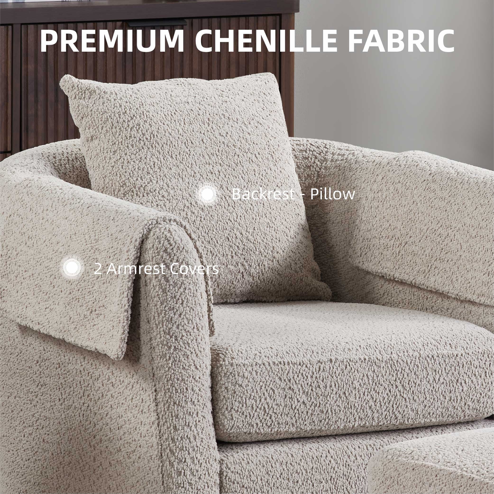 MAYEERTY Swivel Accent Chair with Ottoman, Chenille Barrel Chair for Living Room/Office, Gray