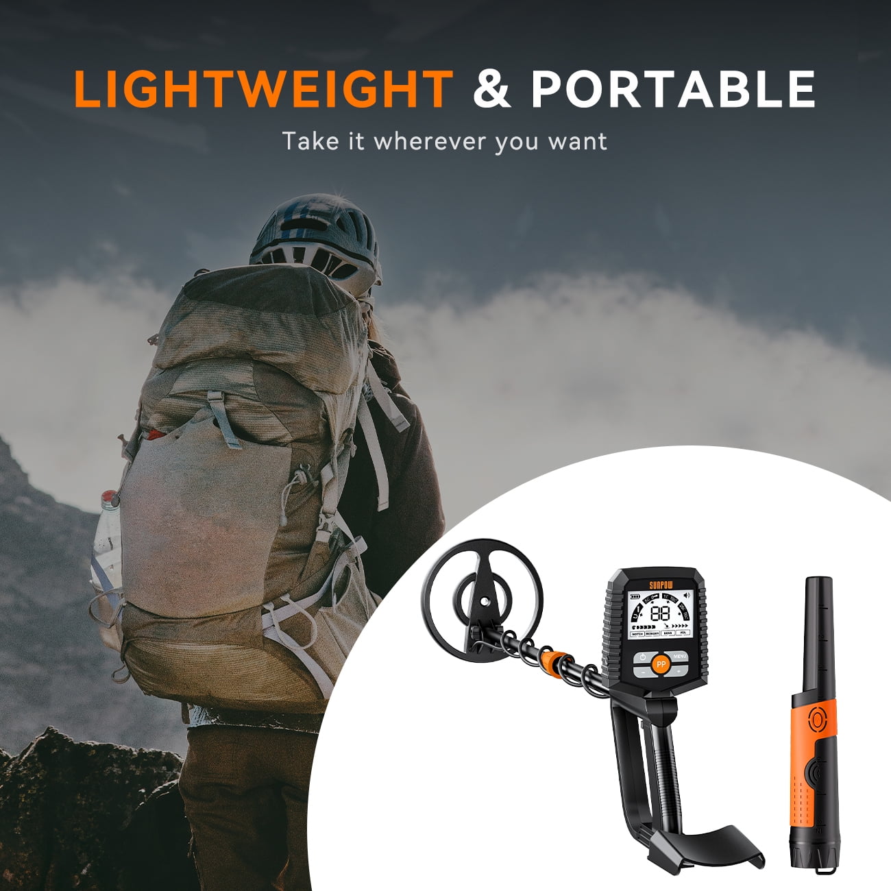 Metal Detector for All Ages: Waterproof Design for Gold Hunting, Reliable Anti-Interference Technology, Clear LCD Screen, Multiple Modes, IP68 Coiled Head