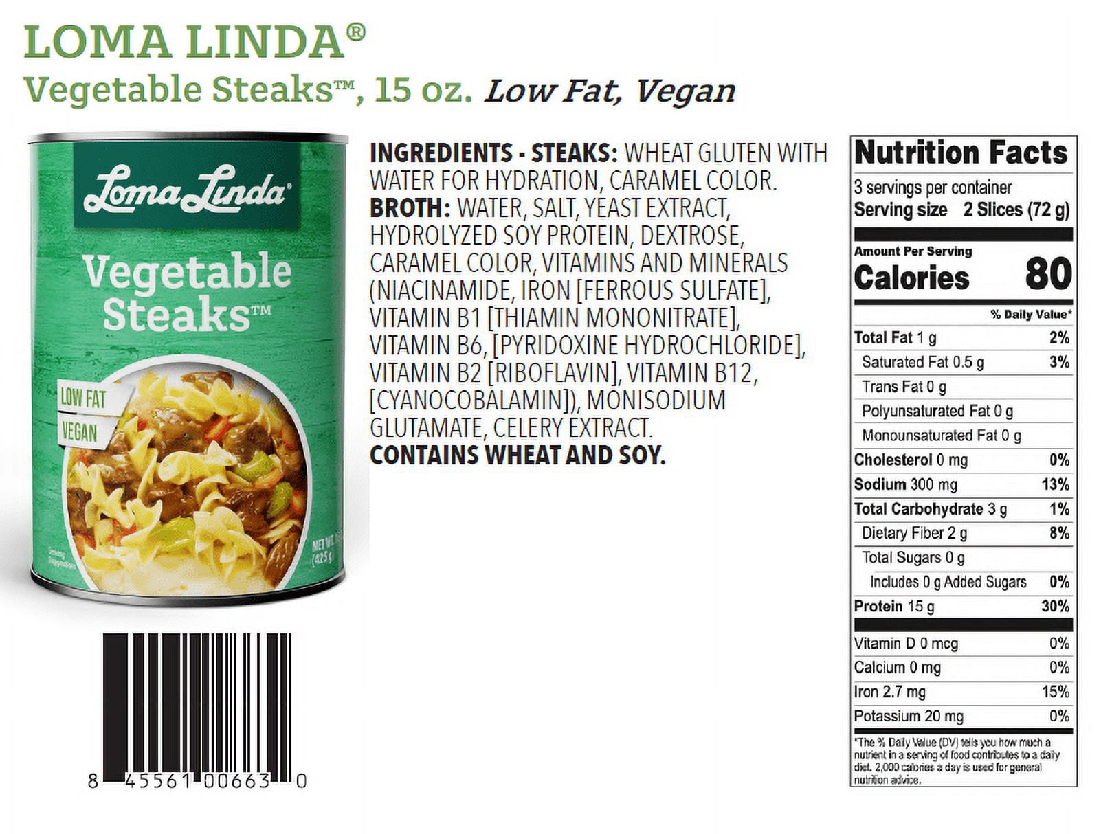 Loma Linda Vegetable Steaks 15 oz.