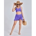 thumbnail image 3 of FOLUNSI Two-Piece Swimsuit Set - High Waist Bikini Swim Skirt Bright Purple-3XL, 3 of 11