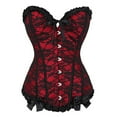 thumbnail image 1 of Top de corsé de encaje para mujer, tallas grandes, corsés y bustiers, lencería floral - Rojo, 1 of 5