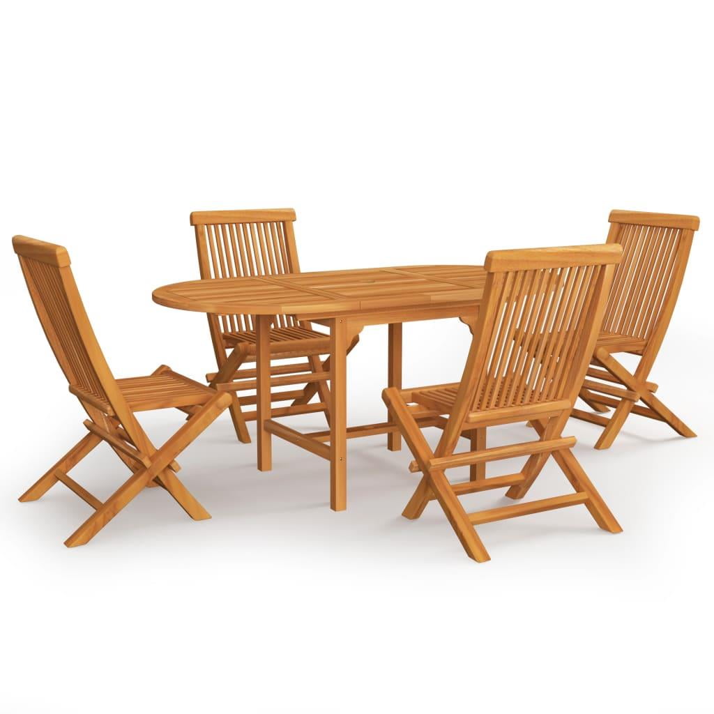UBesGoo 5 Piece Patio Dining Set Solid Teak Wood, Outdoor Wood Table and Chairs Set