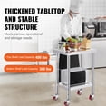 thumbnail image 3 of VEVOR Stainless Steel Work Table 24 x 18 x 34 Inch, 700 LBS Load Capacity with 4 Wheels, 3 Adjustable Height Levels, Heavy Duty Food Prep Worktable for Commercial Kitchen Restaurant, Silver, 3 of 9