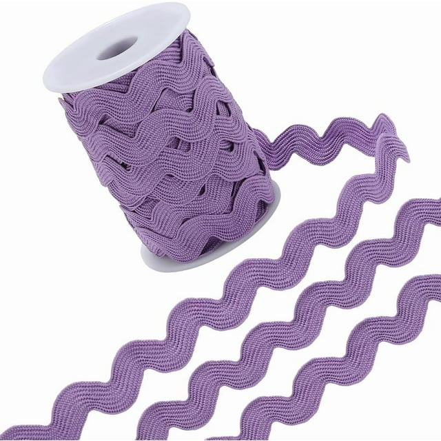 Cinta de zigzag de 12.5 yardas para coser, cinta de poliéster de 1/2 pulgada, cinta de zigzag ondulada con flecos, cinta de encaje morada en forma de S, tela tejida con carrete