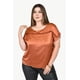 thumbnail image 2 of Blusa satinada Roman Fashion con encanje Talla Extra Cafe 42, 2 of 6