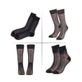thumbnail image 4 of Deago 1-5 Pairs Mens Silk Socks Sheer Dress Socks Ultra Thin Nylon Business Sox Summer Cool Crew Socks (Khaki), 4 of 8
