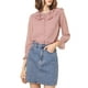 thumbnail image 5 of Blusa de gasa transparente con volantes y lunares INSPIRE CHIC para mujer, talla XS, color rosa, 5 of 7