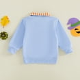 thumbnail image 5 of Toddler Baby Boy Girl Halloween Sweatshirt Pumpkin Embroidery Quarter Zip Collar Long Sleeve Shirt Tops Fall Winter Clothes 1-5T, 5 of 9