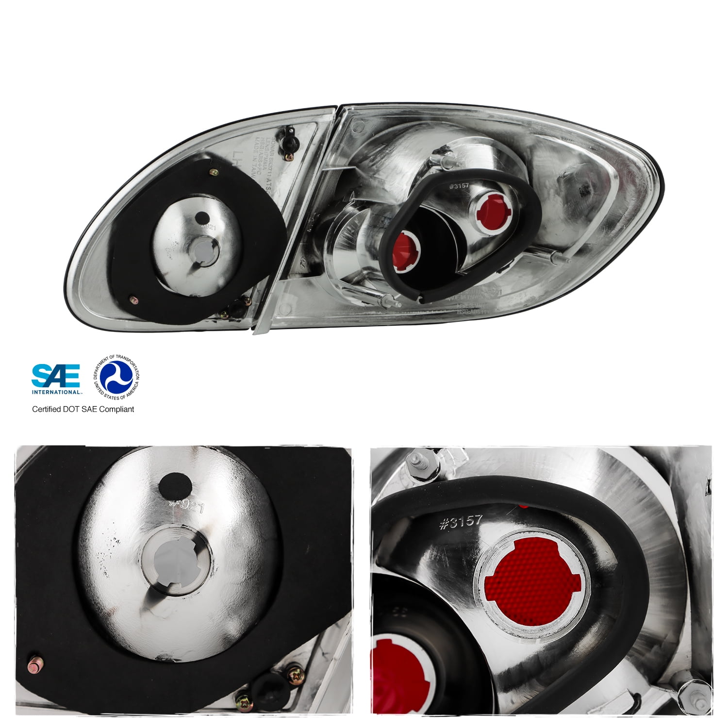 AKKON - For 2003-2008 Toyota Corolla Smoked Altezza Tail Lights Rear Brake Lamp w/Trunk Piece 4Pcs