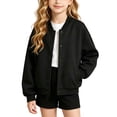 thumbnail image 2 of WAVSUF Girls Bomber Jacket, with Pockets Windproof Long Sleeve Fall Casual Baseball Jackets Black 7-8, 2 of 6
