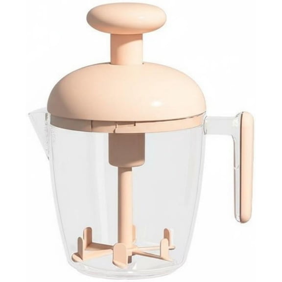 Egg Beater Semi Automatic Manual Hand Push Kitchen Utensil Whisk With Comfortable Stable Handle Built In Strain Spout Suitable For Whipping Eggs, Pink(M)