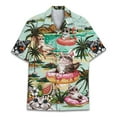 thumbnail image 2 of Funny Summer Beach Cat Hawaiian Shirt For Men Vacation Flamingo Donut Mens Hawaiian Shirts Short Sleeve Button Down Shirt Men, 2 of 7