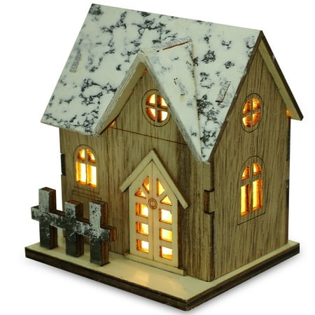 

Christmas Wood Hanging Pendant Ornament Wooden Pendant Luminous Log Cabin