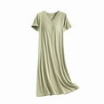 thumbnail image 5 of Sakmal Pajama Dress for Women Cotton Plus Size Sleepwear Short Sleeve Green Nightgowns for Women, 5 of 5