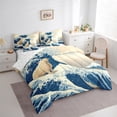 thumbnail image 4 of Feelyou 7-Piece Kawaii Bear Twin Bedding Set, Teens Japanese Ocean Waves, 4 of 8