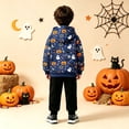 thumbnail image 4 of Zylarhe Kids Halloween Tops Hoodie with Front Pocket for Boys Cozy Sweatshirt Seasonal Comfort Blue 3-4 Years, 4 of 7