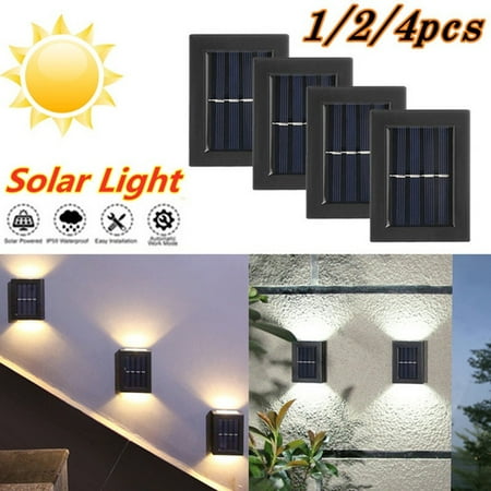 

GRNSHTS 1/2/4PCS Outdoor Solar 2 LED Deck Lights Path Garden Patio Pathway Stairs Step Fence Lamp Waterproof