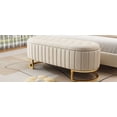 thumbnail image 5 of Xukmct Modern Upholstered Velvet Storage Bench with Metal Legs, Elegant Storage Ottoman for Bedroom, Living Room, Beige, 5 of 10