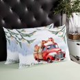 Christmas Car Throw Pillow Cover,Winter Green Pine Trees Star Ball