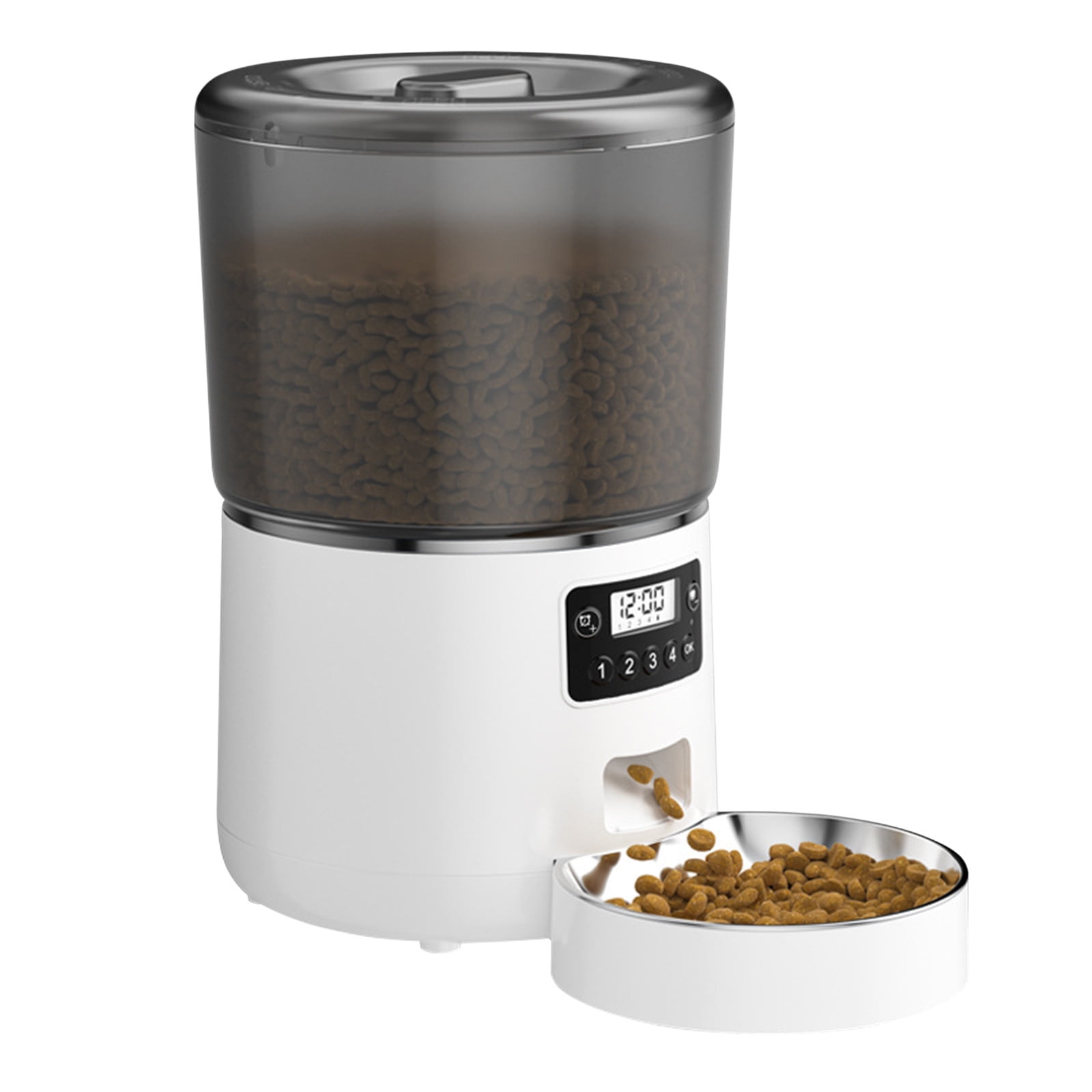 Automatic Pet Feeder, Cat Feeder Flexible Schedule Timer, Auto Feeder Dry Food Dispenser, Timed Feeder with 1-4 Meals per Day, 4L Capacity, Dual Power Supply
