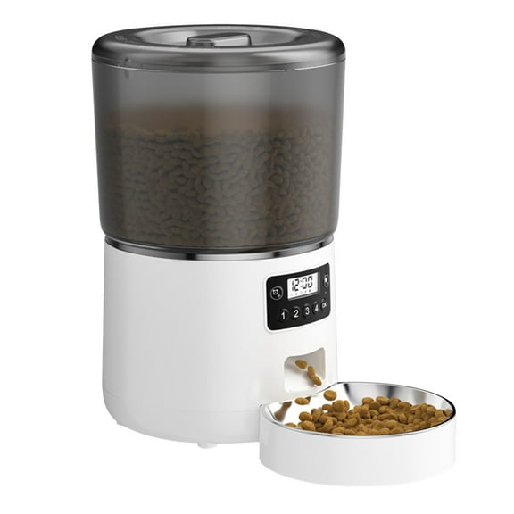 YHAICO Automatic Feeder Automatic Feeder, Timed Feeder With Adjustabled Feeding Schedule, Dry Food Dispenser, Pet Feeders, 1-4 Meals Per Day,-Power-Supply