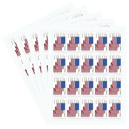 - Flag Act of 1818, 5 Sheets of 20 USPS First Class Postage Stamp Celebrate American Stripes Star Patriotic Celebration Wedding (100 Stamps)