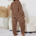 thumbnail image 6 of hxobax Womens Plus Size Pajamas Sets 2 Piece Loungewear Texture Fleece Soft Sleepwear Long Sleeve Pullover Hooded Shirts and Elastic Waist Pants Pjs Pj Sets Warm Plush Nightwear,#02_Brown,5X-Large, 6 of 6