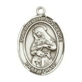 thumbnail image 2 of Pewter Our Lady of Providence Medium Medal Pendant on 24 Inch Endless Rhodium Plated Heavy Curb Brass Chain, Catholic Religious Necklace -Made in USA- Deluxe Velvet Gift Box, 2 of 6