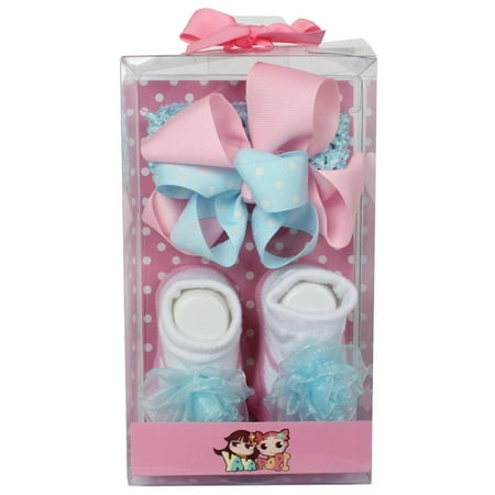 

La Ribbons Baby Girl s Gift Box Essentials Headband and Sock Set
