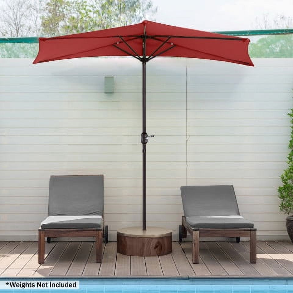 Villacera 9FT Outdoor Half Patio Umbrella - Balcony Furniture, Red