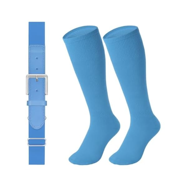 Chenchen Baseball Belt and Socks Combo Set Adjustable Softball Socks and Elastic Belt for Youth and Adult