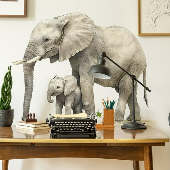 Giant Elephant Wall Decals 3D Jungle Animals Elephant Wall Stickers Removable Peel and Stick Vinyl Wall Decor for Kids Baby Living Room Playing Room Bedroom Nursery Decoration