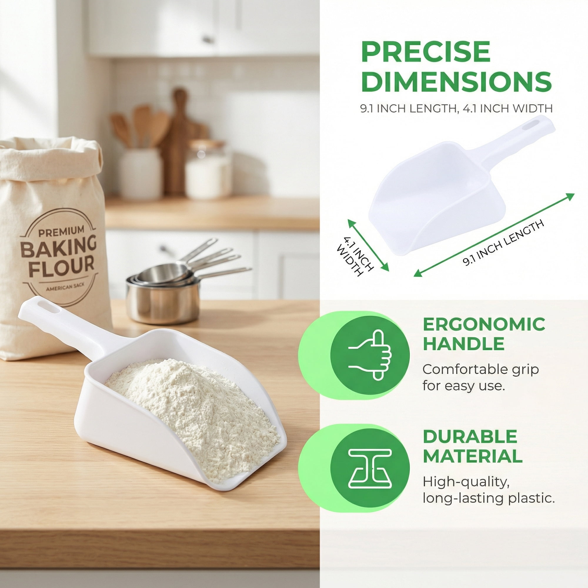 Unique Bargains Easy Clean Plastic Kitchen Use Ice Scoop White-1PCS 9.1*4.1inch