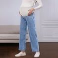 thumbnail image 2 of Maternity Jeans for Women Stretch Denim Pants Comfortable Belly Support Wide Leg Trousers Casual Outfit BU1 L, 2 of 6