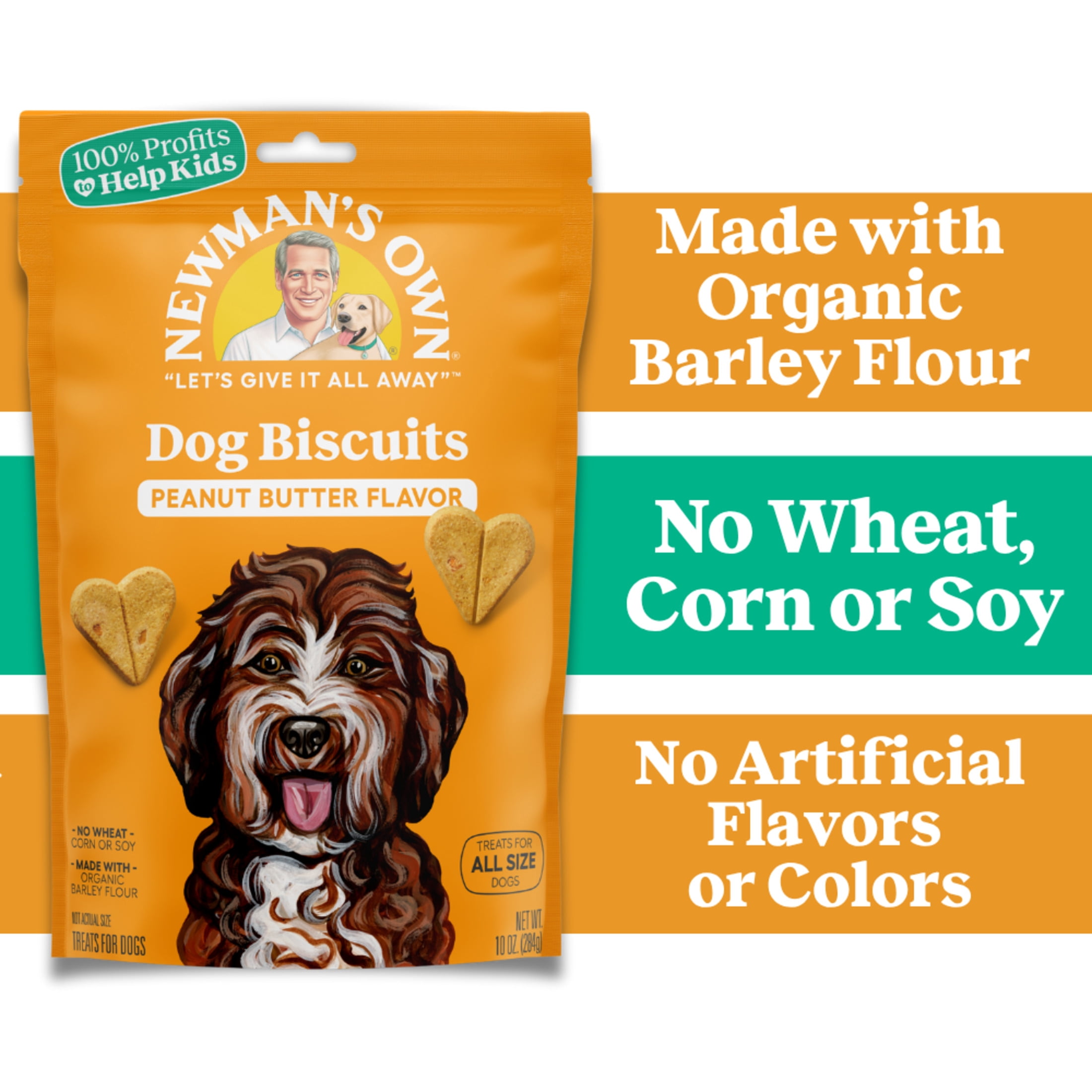 (2 pack) Newman's Own Peanut Butter Dog Biscuits - Oven Baked Crunchy Dog Treats, 10 oz Bag