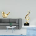 thumbnail image 2 of Figura de pájaro dorado con nota musical, estatua de animal, adorno moderno para decoración del hogar, escultura de pájaro, resina musical, centro de, 2 of 8