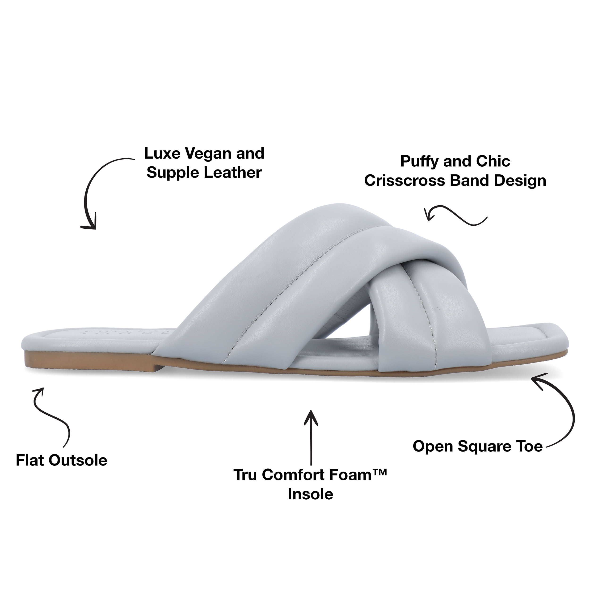 Journee Collection Womens Divyah Tru Comfort Foam Puff Strap Slide Sandals