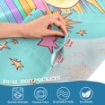 thumbnail image 5 of Yayeee Kitchen Curtains Tier Set of 2 Light Filtering 57"x36" Over Sink Window Panels, Retro Blue Rainbow, 5 of 7