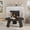 Black, variant on PYY Modern Farmhouse 33.5'' Round Coffee Table - Wooden Center Table with 3 Robust Inclined Legs - Easy to Assemble - Ideal for Living Room, Bedroom and Home Office - Space-Saving - Black