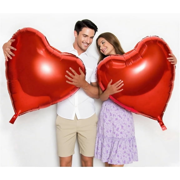 4 PCS Huge Heart Shaped Balloons, 32 Inches Romantic Large Red Foil Balloons for Engagement Wedding Valentines day Anniversary Party Decorations